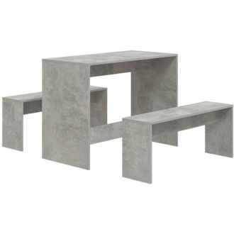 vidaXL Juego De Comedor 3 Piezas Madera Contrachapada Gris Hormig&oacute;n Vidaxl