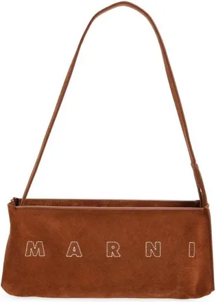 Marni Museo Pochette Suede Hobo Bag in Cigar at Nordstrom