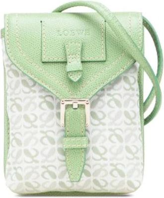 Loewe Pre-owned Cross Body Bags, female, Green, Size: ONE SIZE Pre-owned Canvas Crossbody Bag