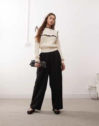 Miss Selfridge tailored barrel leg pants in black