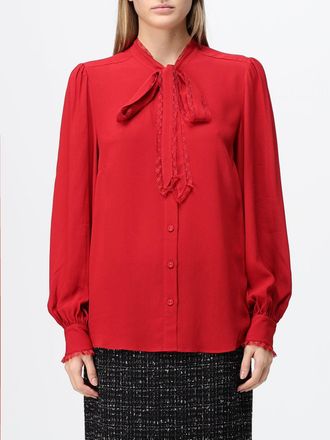 Twinset Camicia in viscosa con collo a fusciacca e inserti in pizzo