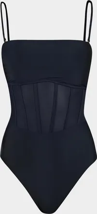 Sunshine 79 Solid Mesh Bandeau One-Piece Swimsuit