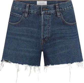 Frame Denim The Long Hang Short - Dames - Denim shorts - Blauw - W25 - Katoen - Korte Broeken
