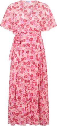 Red Valentino Lange Zijden Jurk met Print - Dames - Maxi kleedjes - Roze - S - Kleedjes