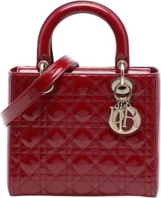 Dior Pre-owned Lady Handbag - Dames - Vintage Handtas - Rood - ONE Size - Leer - Vintage