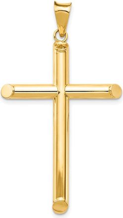 Diamond2Deal 14k Yellow Gold Polished Tube Cross Pendant