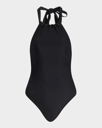 Ramy Brook Jasmyne Ring Halter One-Piece Swimsuit