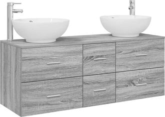 vidaXL Juego De Muebles De Ba&ntilde;o 3 Uds. Sonoma Gris 49,5 X 44,5 X 65 Cm Vidaxl