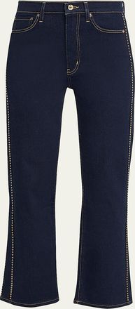 Frame Denim Le Sleek Straight Studded Jeans