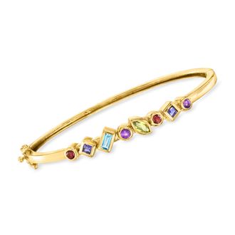 Ross-Simons Multi-Gemstone Bangle Bracelet in 18kt Gold Over Sterling