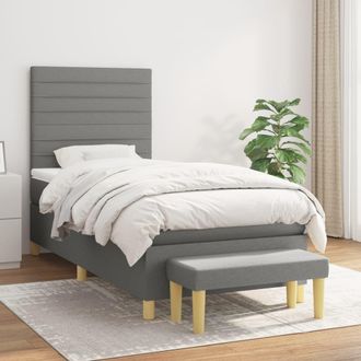 vidaXL Vidaxl - Cama Box Spring Con Colch&oacute;n Tela Gris Oscuro 90x200 Cm