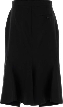 Alexander McQueen Womens Kick Back Skirt Black Wool