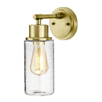 Netlighting Morvah 1 Light Outdoor Wall Light Brushed Brass IP44 E27 in Yellow