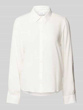 Vila Regular Fit Bluse mit durchgehender Knopfleiste Modell ROSA in Offwhite, Gr&ouml;&szlig;e 42