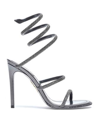 Rene Caovilla Dark Grey Leather Sandals