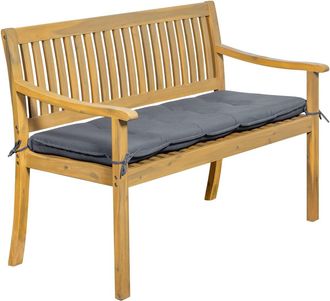 Happy Garden Banco de jardín de acacia 120cm con cojín gris