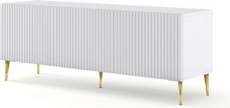 AKL FURNITURE Mueble para TV efecto madera Blanco y Crema LED