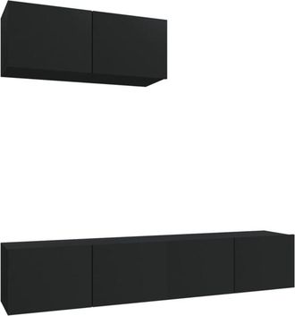 vidaXL 3 Piece tv Cabinet Set Black Engineered Wood Vidaxl