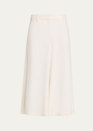 Brunello Cucinelli Couture Wool Gabardine A-Line Midi Skirt