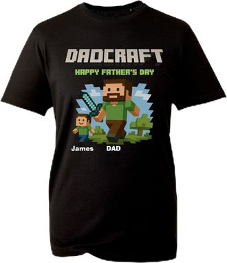 Generic DadCraft Personalized Dad T-Shirt - Personalized Kid Name Gamer (Black, L)