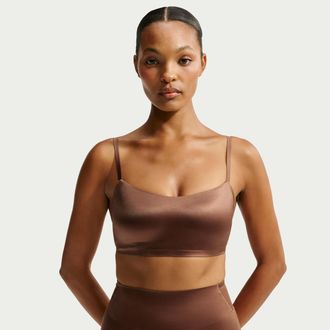 Nike Womens SKIMS Satin Shine Scoop Cami Bra in Brown | IR5083-263