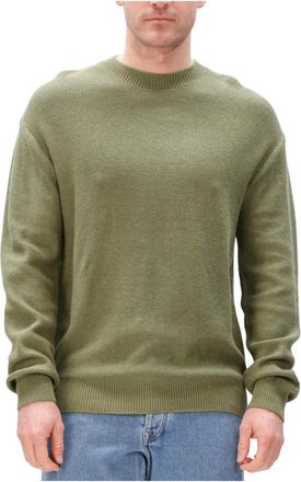 Anerkjendt Akebbe Katoen/Zijde Knit - Heren - Ronde hals truien - Groen - M - Katoen - Truien & Vesten