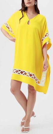 Trina Turk Amoureux Embroidered Trim Caftan Dress in Lavandou Lemon at Nordstrom, Size X-Large