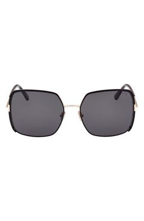 Tom Ford Raphaela 60mm Butterfly Sunglasses in Shiny Gold/Smoke at Nordstrom Rack
