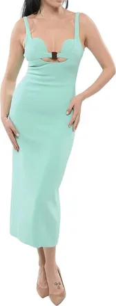 DAVID KOMA Green Sweet Heart Neck Midi Dress
