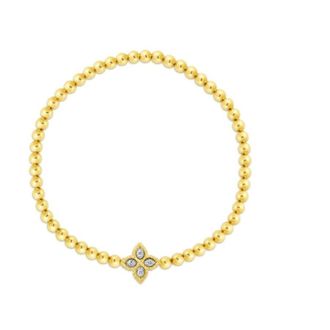 Roberto Coin 18K Yellow Gold Princess Flower Small Diamond Stretch Bracelet