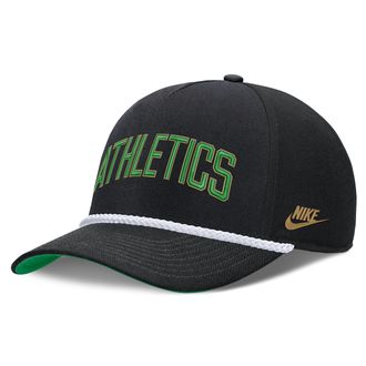 Nike Oakland Athletics Rise Nike Mens MLB Adjustable Hat in Black | NB4508ZEK73-D8K