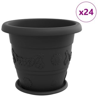 vidaXL Macetas 24 Pcs Negro &Oslash; 39 X 32 Cm Pl&aacute;stico Vidaxl