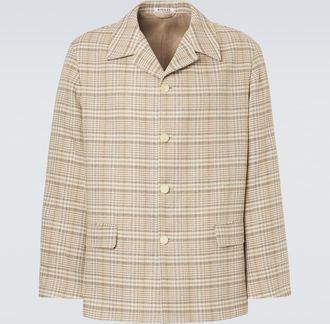 Auralee Checked silk and linen tweed jacket
