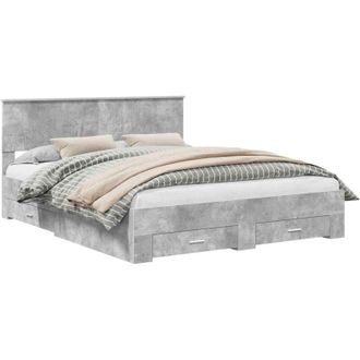 vidaXL Bed Frame Concrete Grey 160 x 200 cm Engineered Wood vidaXL