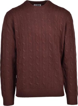 MC2 Saint Barth Gevlochten Ronde Hals Trui - Heren - Ronde hals truien - Bruin - XL - Wol - Truien & Vesten