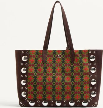 Valentino Garavani Borsa Shopping Grande Valentino Garavani Nellc&ocirc;te In Tessuto Jacquard Uomo MULTICOLOR/TESTA DI MORO UNI