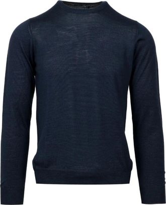 Tagliatore Trui met ronde hals - Heren - Ronde hals truien - Blauw - S - Wol - Truien & Vesten