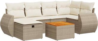 vidaXL Vidaxl - Set Sof&aacute;s De Jard&iacute;n 7 Piezas Y Cojines Rat&aacute;n Sint&eacute;tico Beige