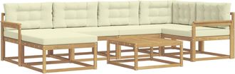 vidaXL Conjunto De Sof&aacute;s De Exterior 7 Uds. Blanco Y Crema Vidaxl