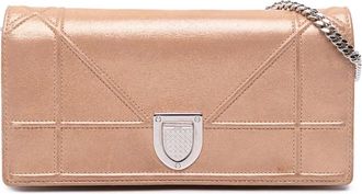 Dior 2015 Diorama Wallet on Chain metallic crossbodytas van bewerkt kalfsleer - Goud