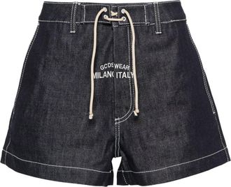 GCDS embroidered-logo denim shorts - unisex - Cotton - 29 - Blue