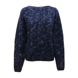 SOLOTRE M3195X Mohair-Blend Jumper - female - Solotre - Round-neck Knitwear - Blue - M - Knitwear
