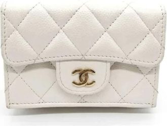 Chanel Pre-owned Vintage Portemonnee - Dames - Vintage Accessoires - Wit - ONE Size - Leer - Vintage