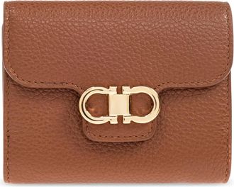 Ferragamo Gancini Compact Wallet - Dames - Portefeuilles - Bruin - ONE Size - Leer - Accessoires