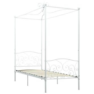 Berkfield Home Canopy Bed Frame White Metal 90x200 cm