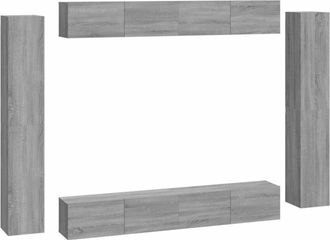 vidaXL 8 Piece TV Cabinet Set Grey Sonoma Engineered Wood vidaXL