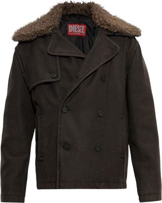 Diesel W-Jake-Qmch Woljas - Heren - Mantel - Bruin - M - Wol - Jassen