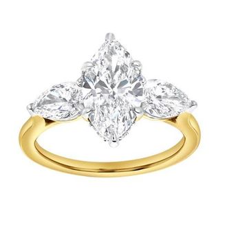 LuvMyJewelry Fallon 3CT Marquise & Pear Three Stone Lab Diamond Ring 14K Gold in 14K Yellow Gold at Nordstrom, Size 7