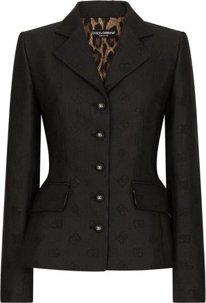 Dolce & Gabbana Logo Jacquard Single-Breasted Blazer - Womens - Silk/Polyester/Cotton