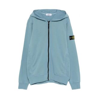 Stone Island Zip Sweatshirt - male - Stone Island - Kids Sweatshirts - Blue - 2 Y - Kids